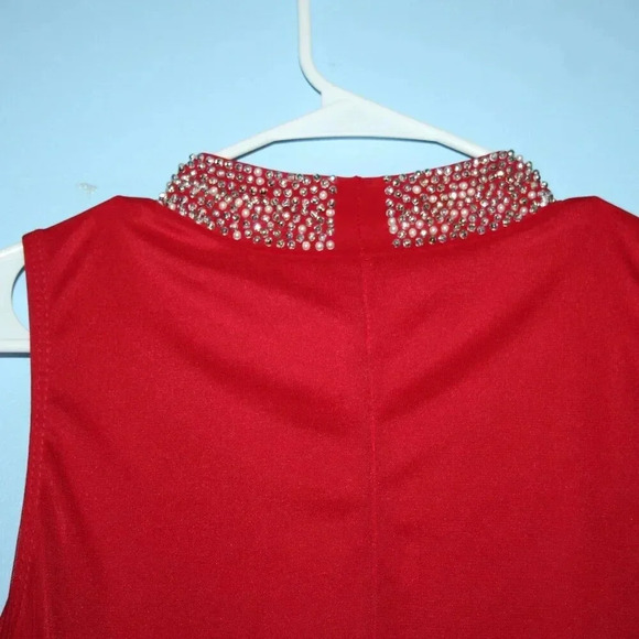 ANNALEE + HOPE Made in the USA Swing Dress Pearl Mock Neck Sleeveless Red XL - Picture 8 of 15